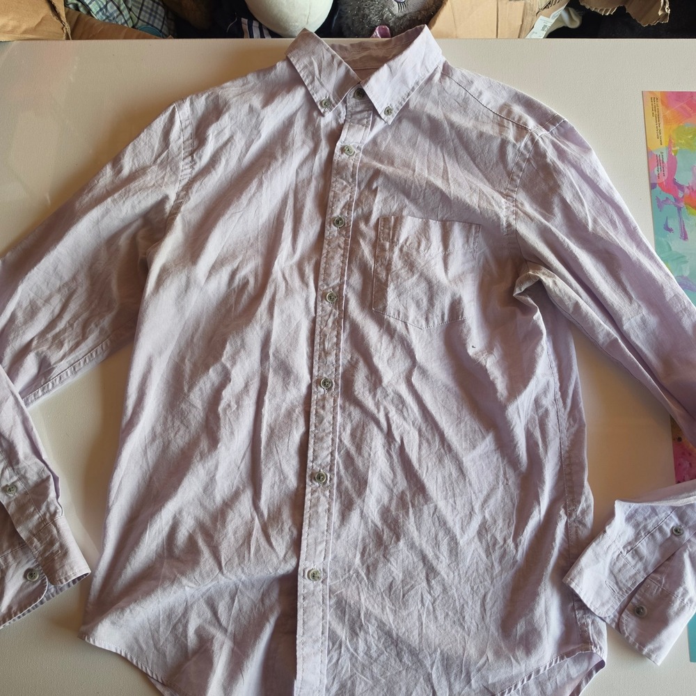 Old Navy Slim Fit Button Down Shirt Light Purple Lavender Long Sleeve Small